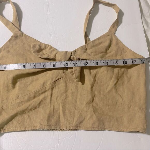 Universal Thread Tie-Front Crop Tank Top smocked Linen Blend nwot - L - Picture 5 of 10